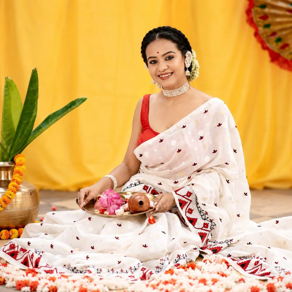 Pure Cotton Embroidery Saree