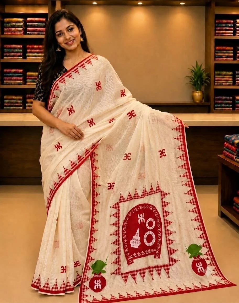 Reshom kota Applique Saree with Blouse Piece